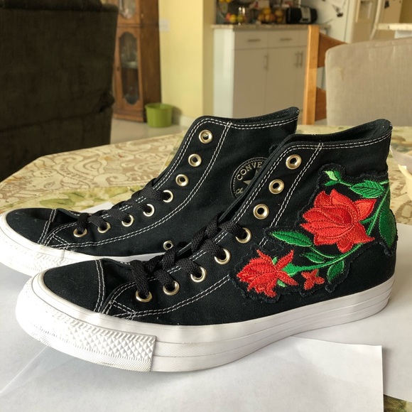 converse rose embroidery